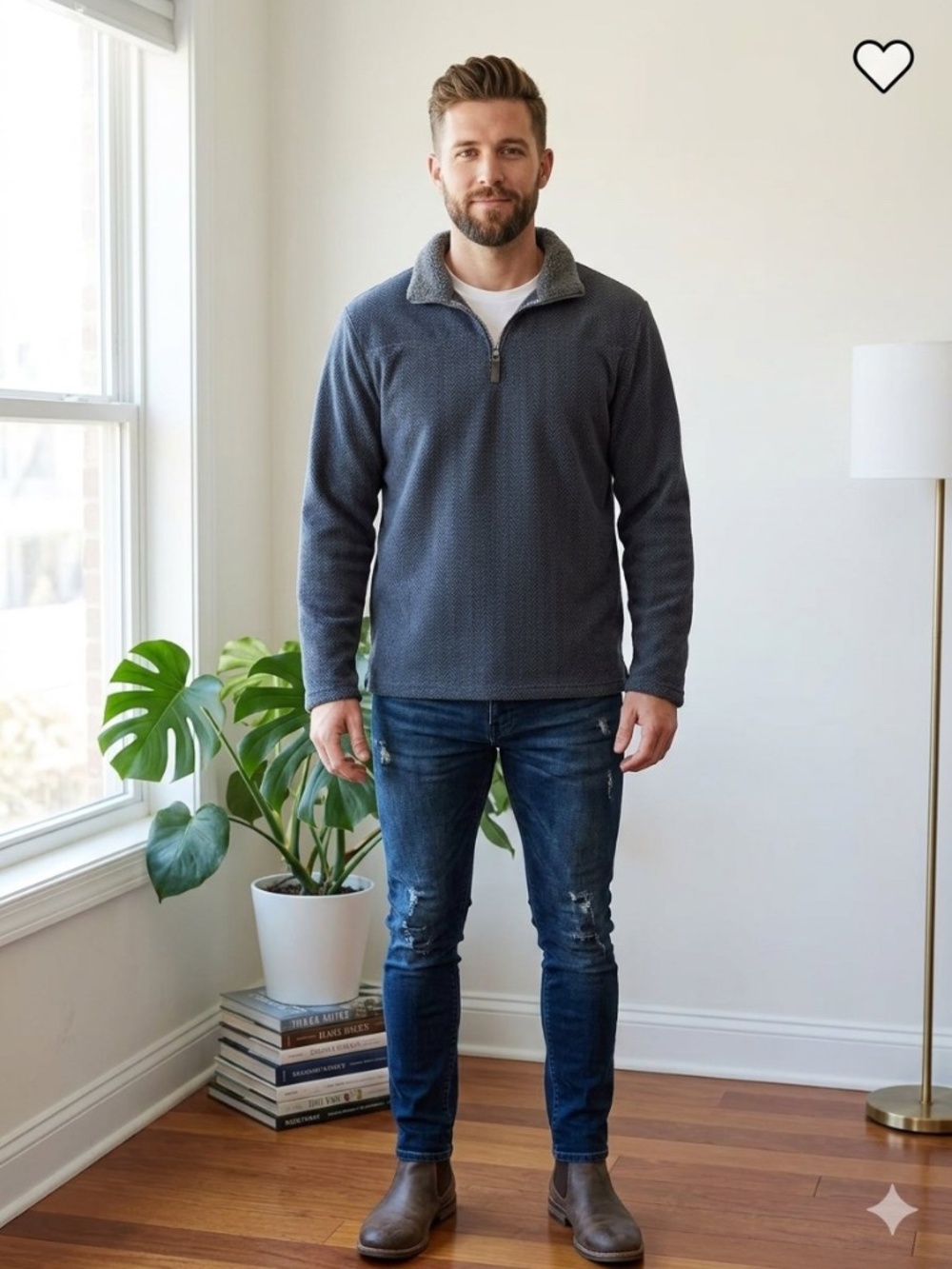 London Fog Men's Chevron Half-Zip Sweater - Charcoal